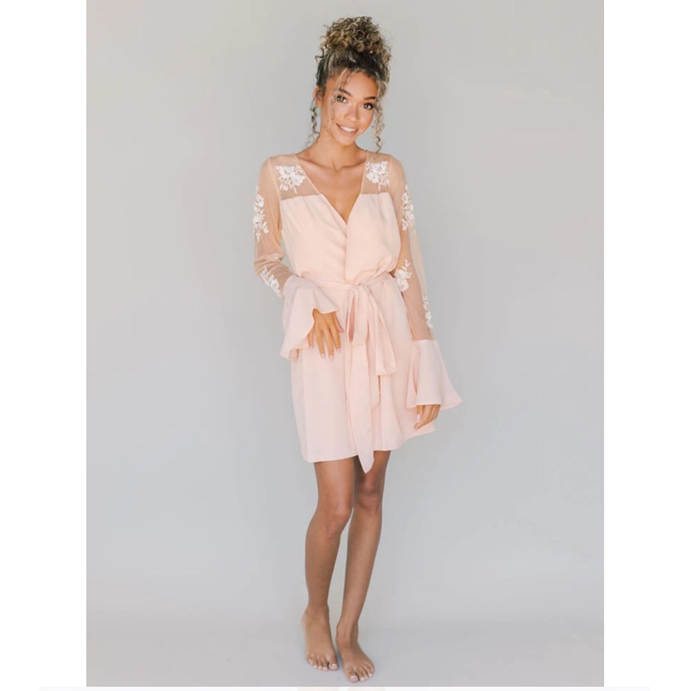 Robed with Love Pink HILDY ROBE bridesmaid bridal shower tie waist robe Medium